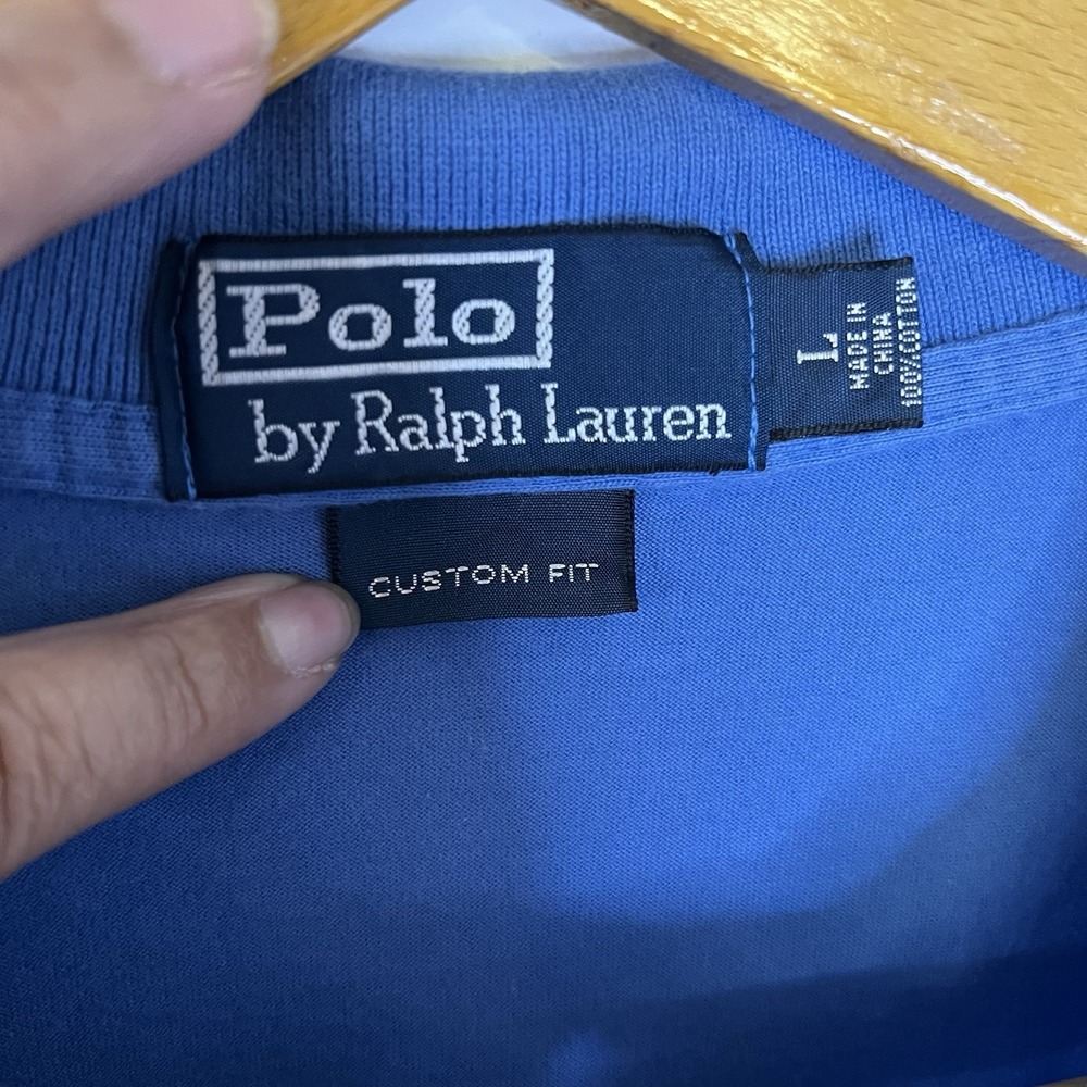 Polo Ralph Lauren Men's Classic Fit Cotton Polo Shirt Blue Red Pony Size L - Picture 4 of 4